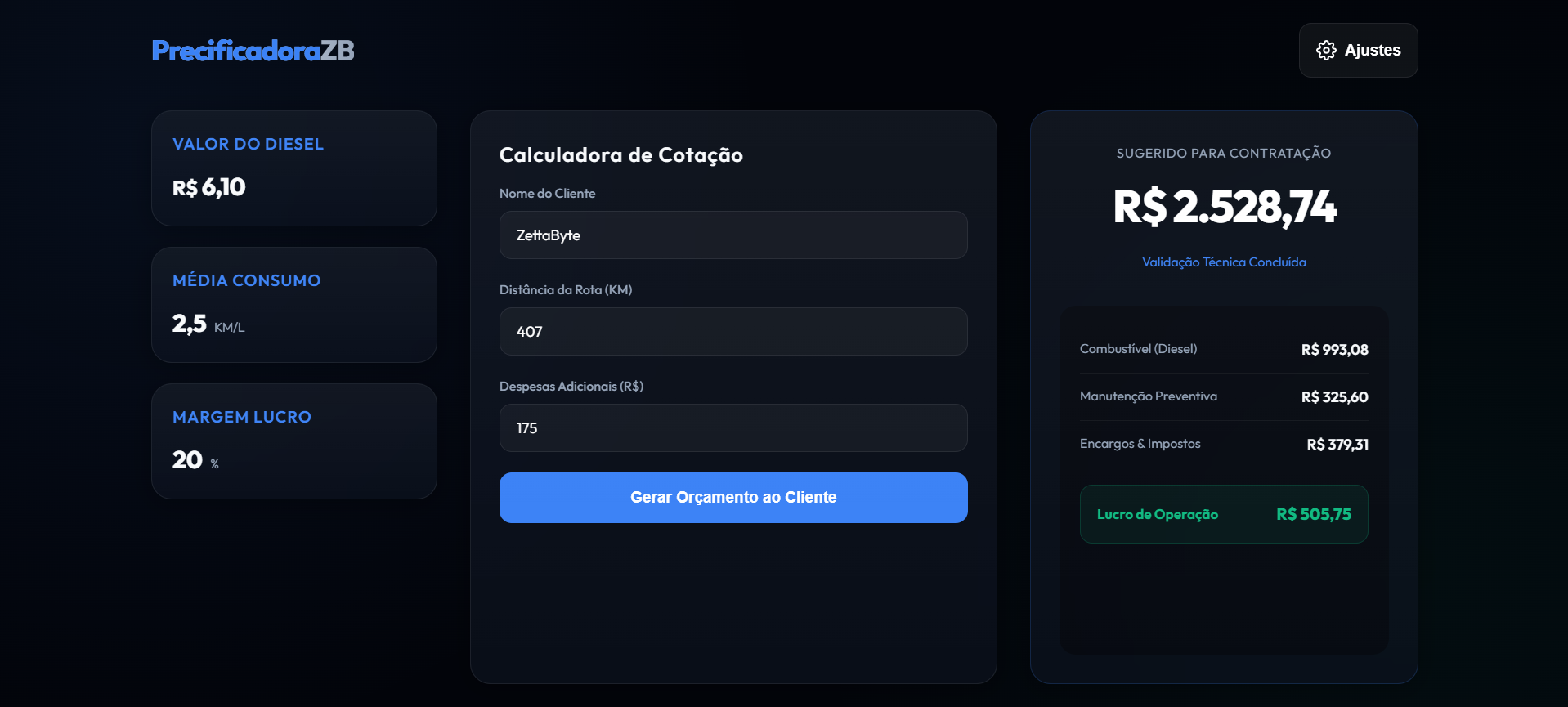 Calculador de Fretes